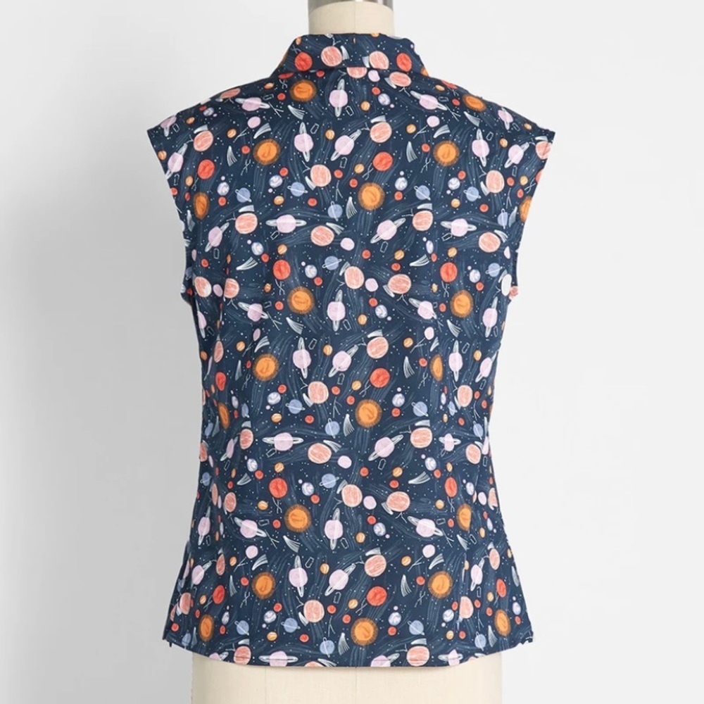 NWT ModCloth Always in Orbit Tie-Neck Top - Picture 2 of 8